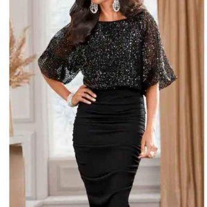 NWT Midnight Velvet Sequin Blousing Knit Dress 3X